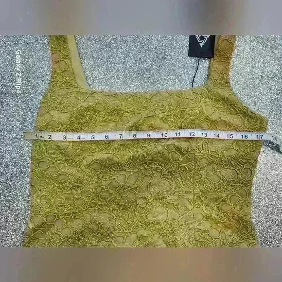 Gold beaded/ embroidery crop tank  top - Picture 5 of 6